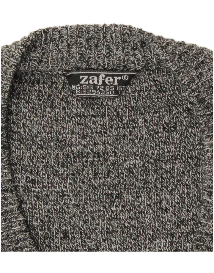 Maglione cardigan da uomo vintage grande Fair Isle grigio