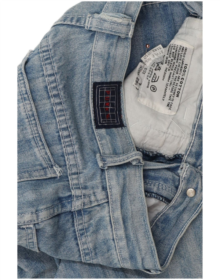 Jeans affusolati da donna vintage W26 L29 cotone a righe blu