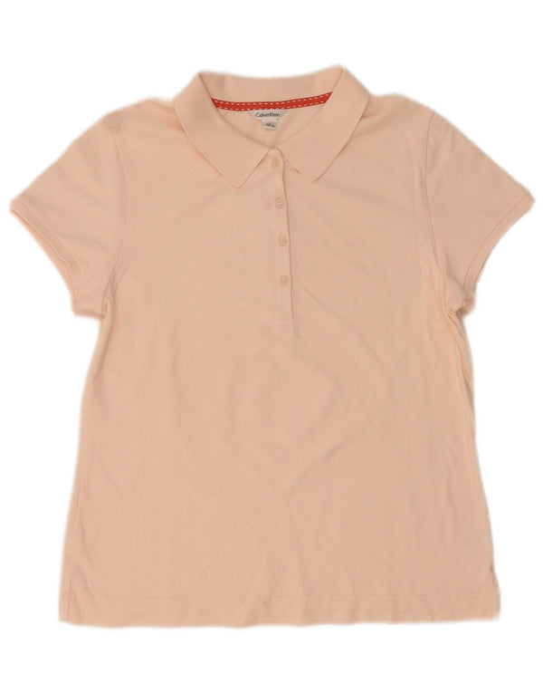 Polo da donna Calvin Klein UK 14 grande in cotone rosa