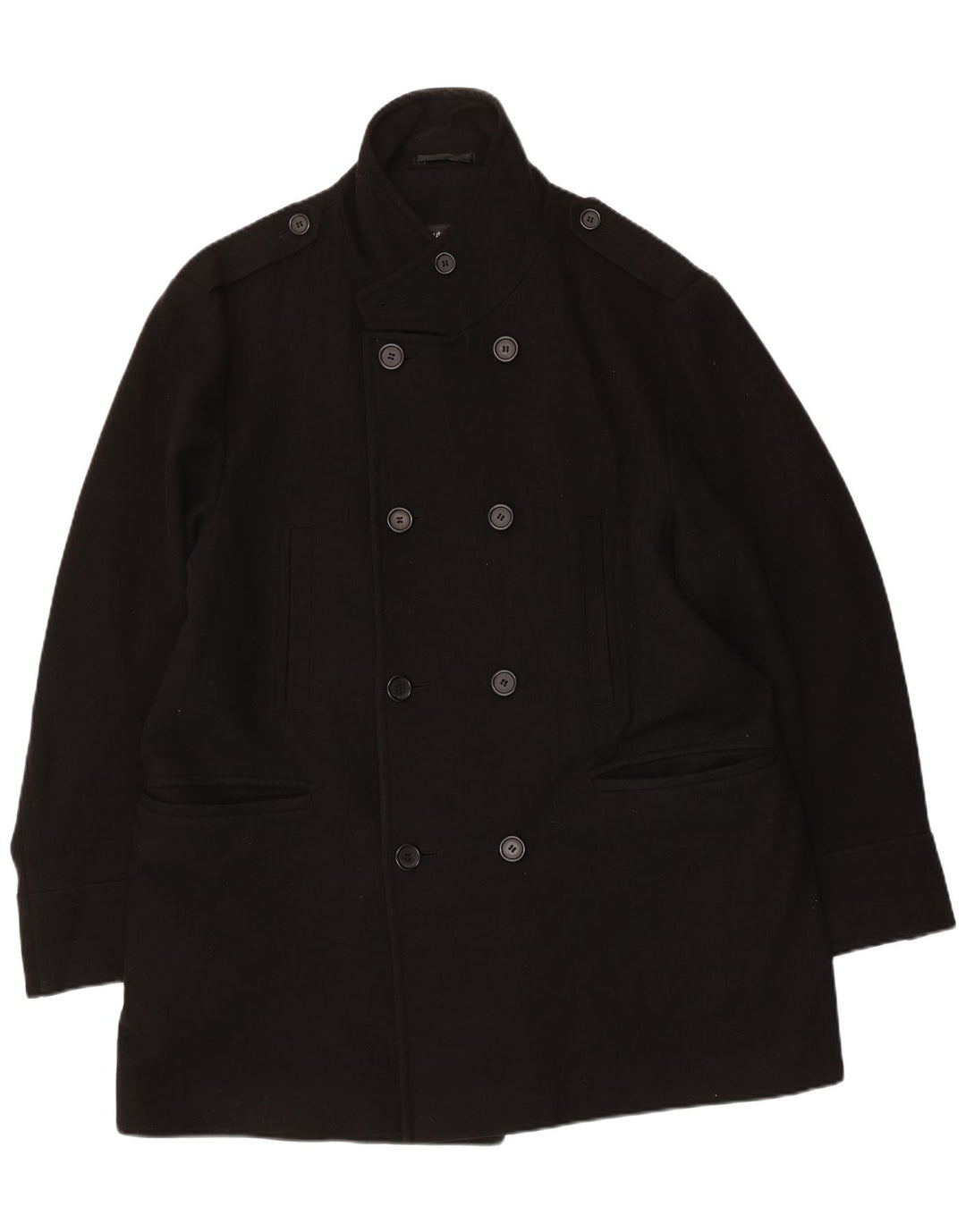 Cappotto doppiopetto da uomo Marks & Spencer UK 42 XL lana nera
