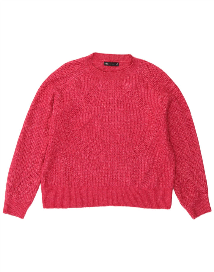 Maglione maglione girocollo da donna Marks & Spencer UK 14 rosa medio chiazzato