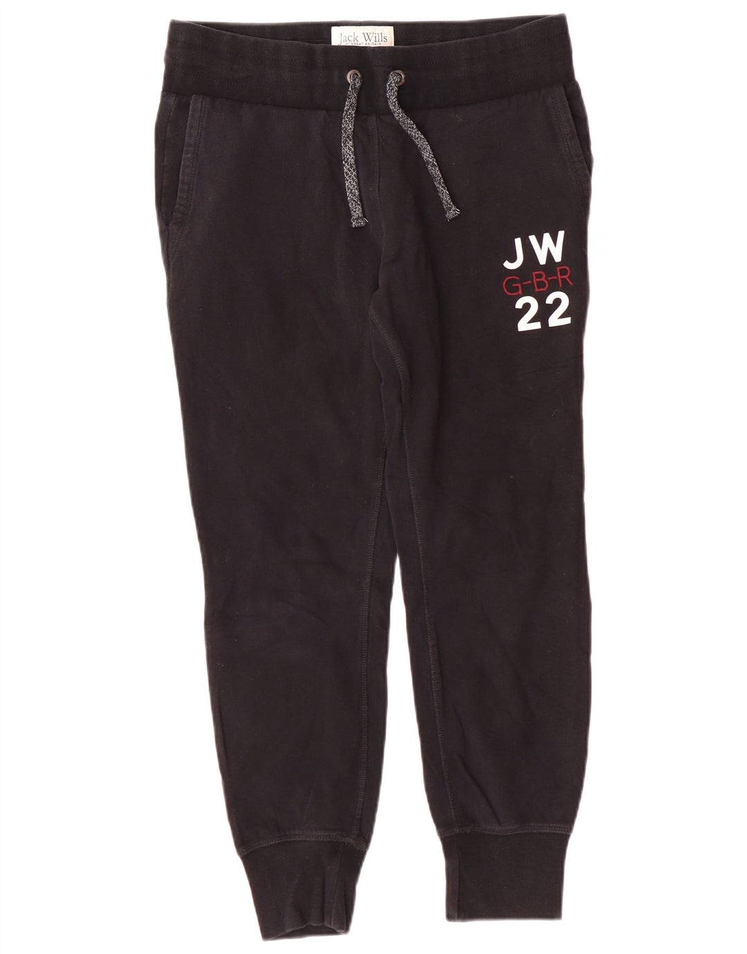 JACK WILLS Pantaloni da tuta con grafica da donna Joggers UK 12 Medio Nero