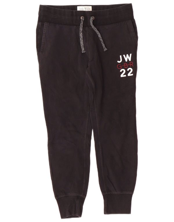 JACK WILLS Pantaloni da tuta con grafica da donna Joggers UK 12 Medio Nero