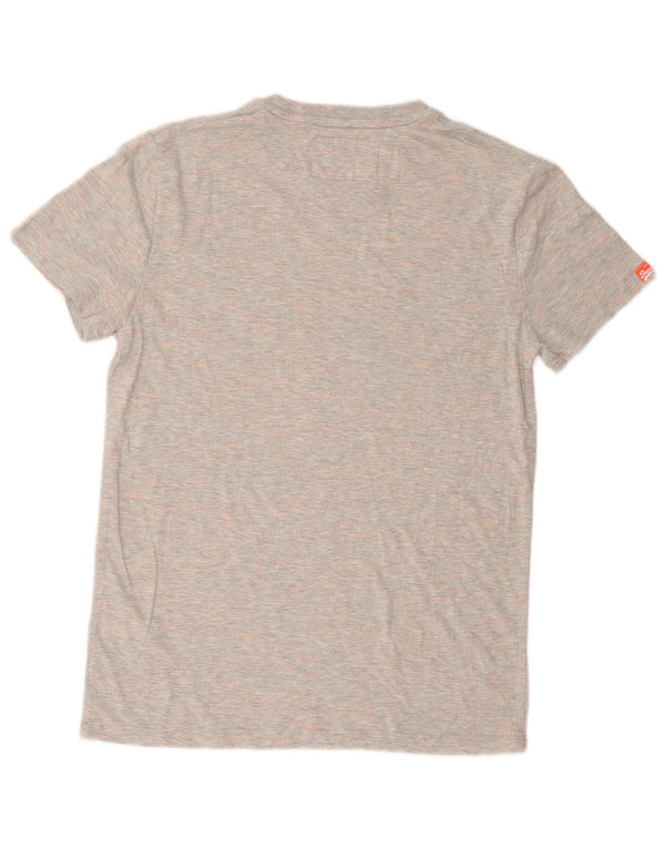 T-shirt da uomo SUPERDRY Top in cotone chiazzato grigio medio