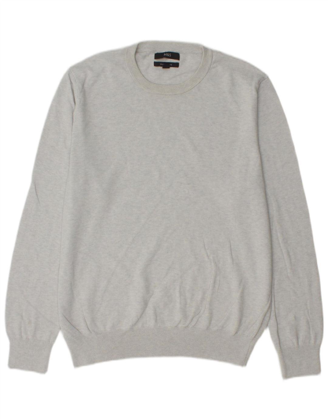 Maglione maglione girocollo da uomo Marks & Spencer grande cotone grigio