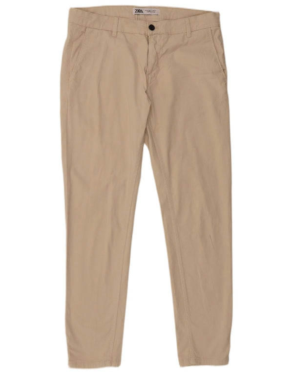 Pantaloni chino skinny da uomo Zara EU 44 Large W34 L30 Cotone beige