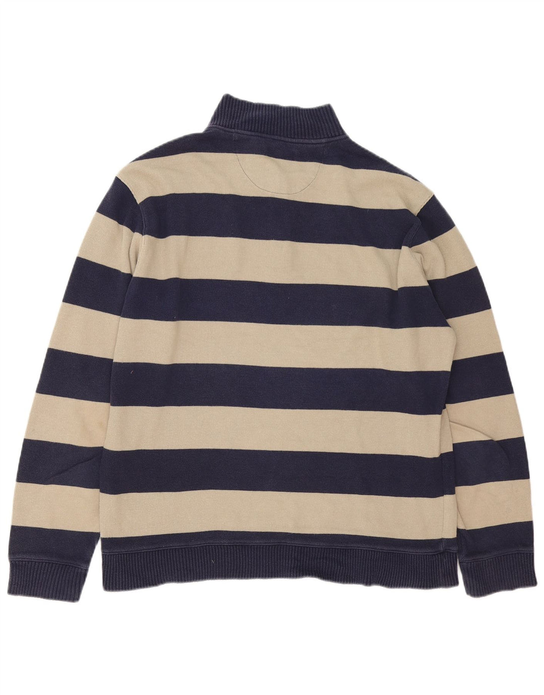 Maglione da uomo Marks & Spencer con zip e collo grande in cotone a righe blu navy