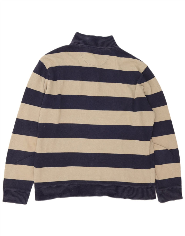 Maglione da uomo Marks & Spencer con zip e collo grande in cotone a righe blu navy