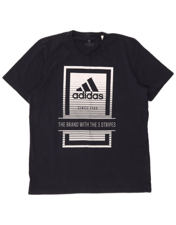 T-shirt grafica da uomo Adidas Top XL in cotone blu navy