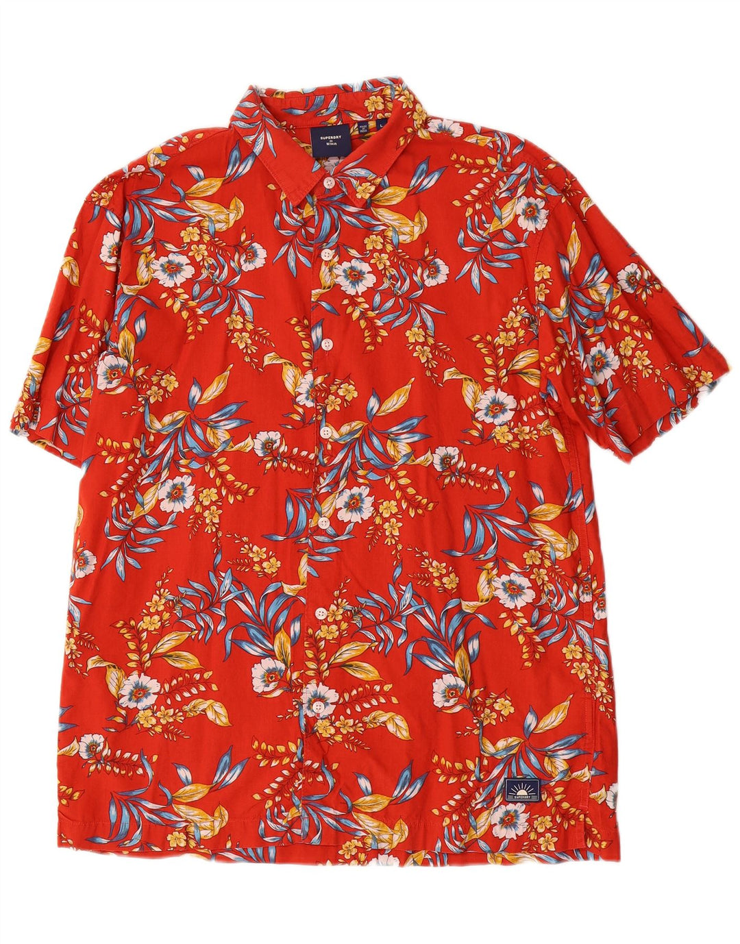 Camicia a maniche corte da uomo Superdry grande cotone floreale rosso
