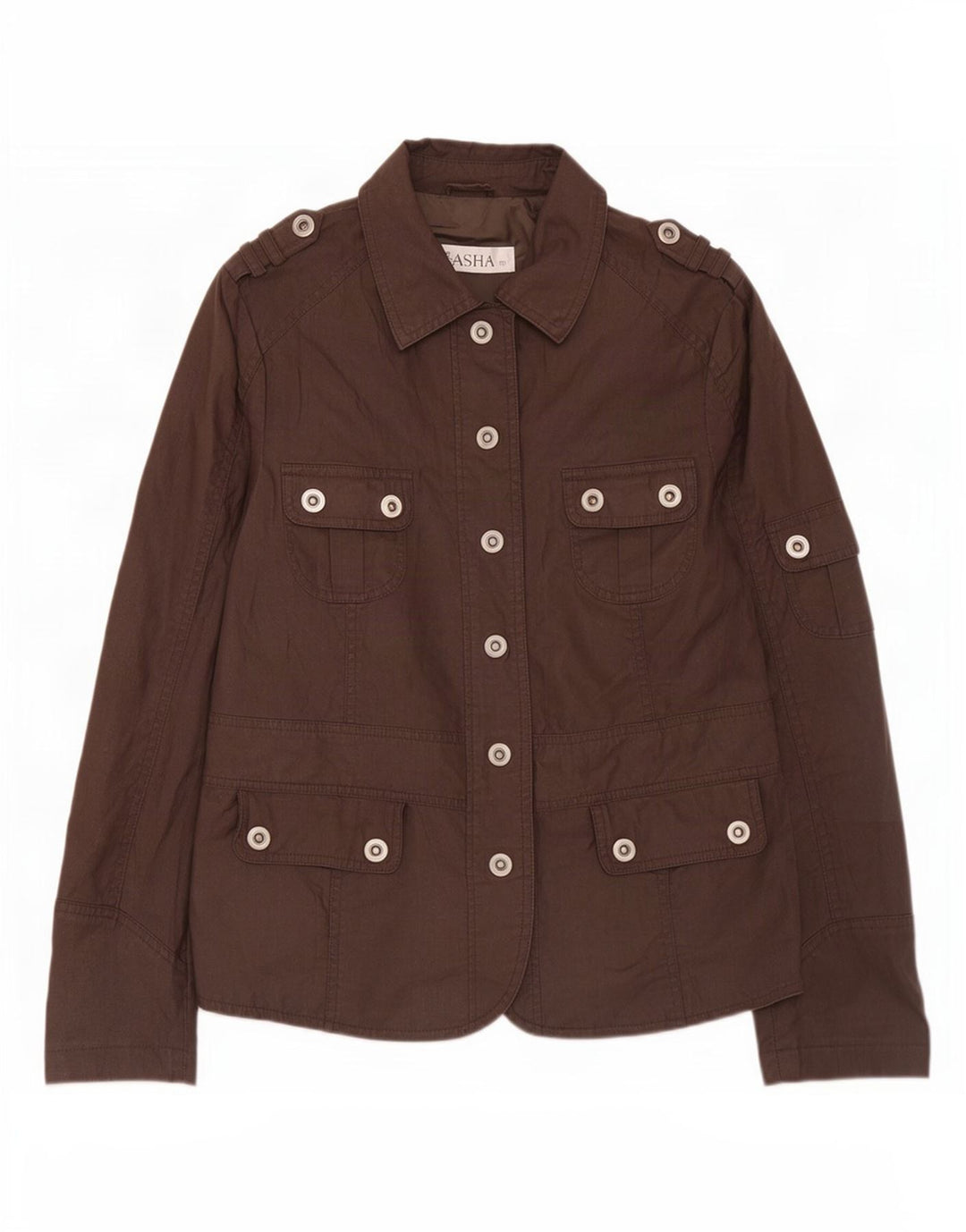 Giacca militare da donna Sasha UK 12 Cotone marrone medio