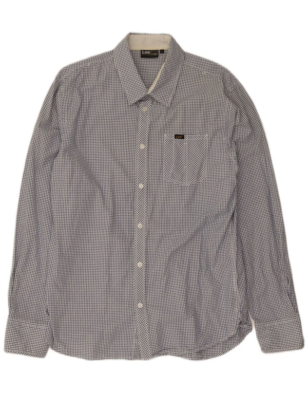 Lee Mens Shirt Large Blue Check Cotton