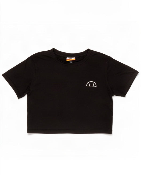 T-shirt grafica corta da donna Ellesse Top UK 10 piccola in cotone nero