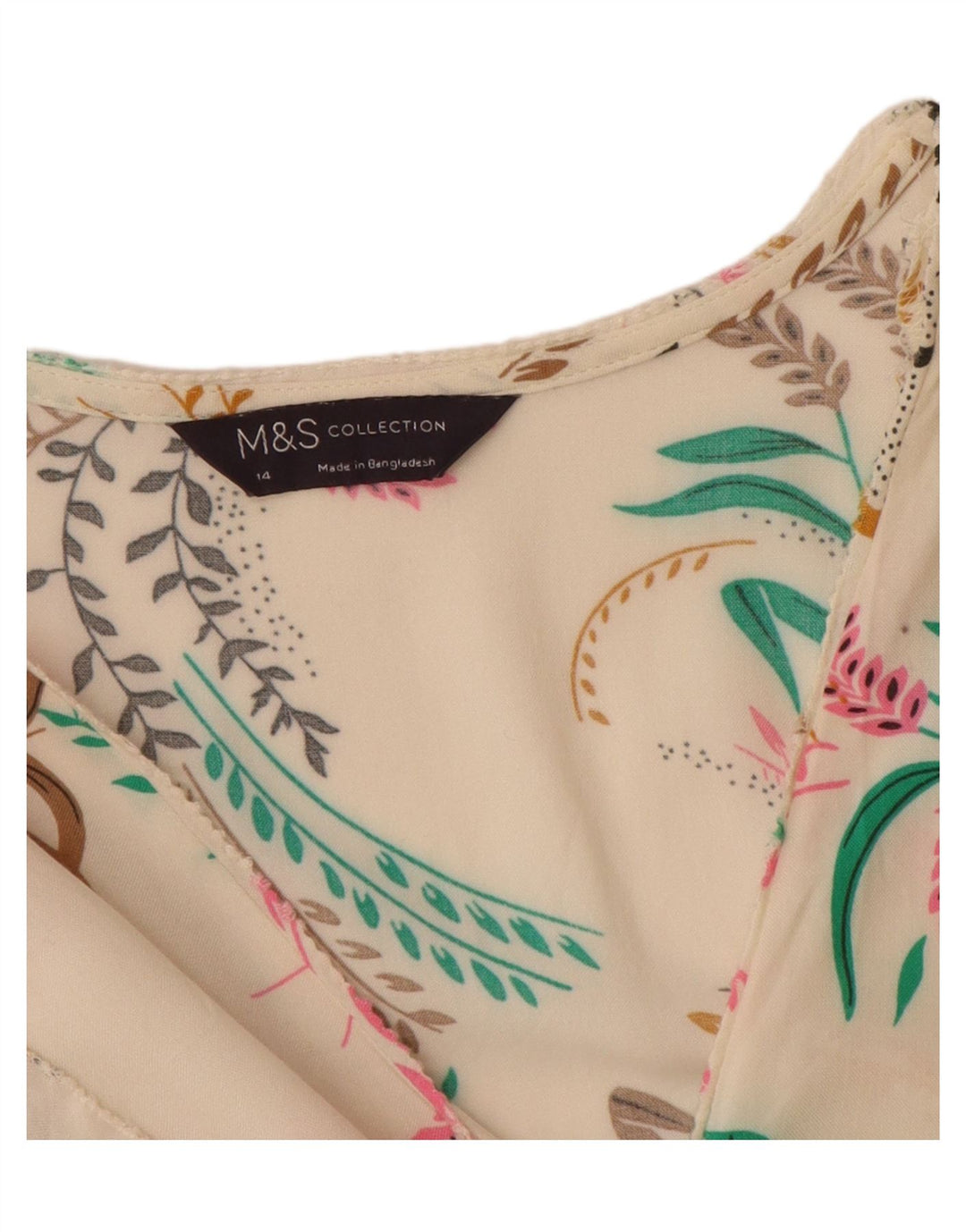 Top in camicetta da donna Marks & Spencer UK 14 grande bianco sporco floreale