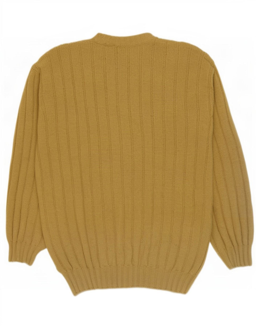 Maglione da uomo con scollo a V James Dillon, lana vergine di colore giallo grande