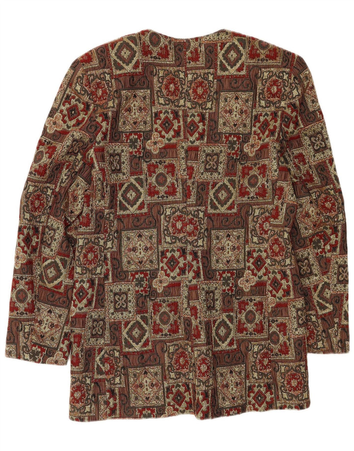 Giacca blazer vintage da donna a 3 bottoni IT 46 grande acetato patchwork marrone
