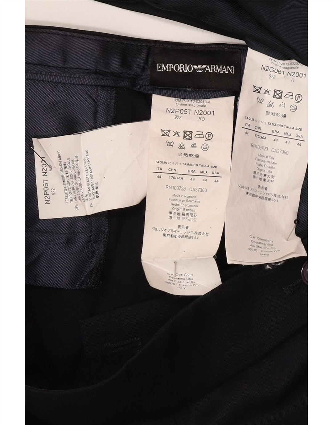 Abito Emporio Armani da donna a 2 bottoni e 2 pezzi IT 44 medio W30 L30 blu navy
