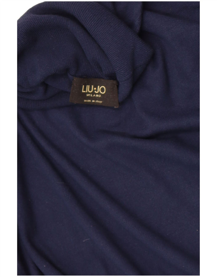 Maglione maglione collo alto da donna Liu Jo UK 12 medio blu navy