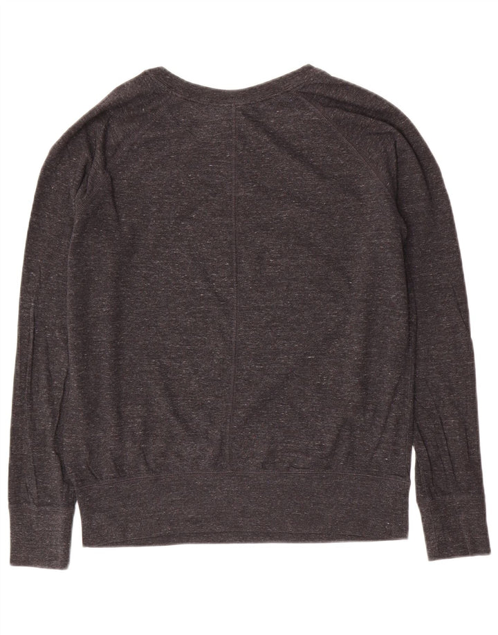 NIKE Womens Top Long Sleeve UK 14 Medium Grey Flecked Cotton