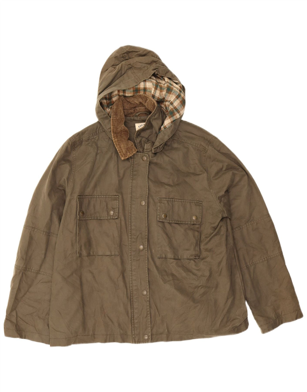Giacca da donna oversize in cotone cerato con cappuccio Fat Face da donna UK 16 grande kaki
