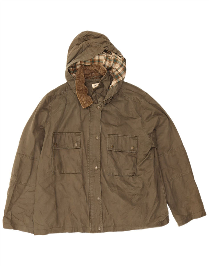Giacca da donna oversize in cotone cerato con cappuccio Fat Face da donna UK 16 grande kaki