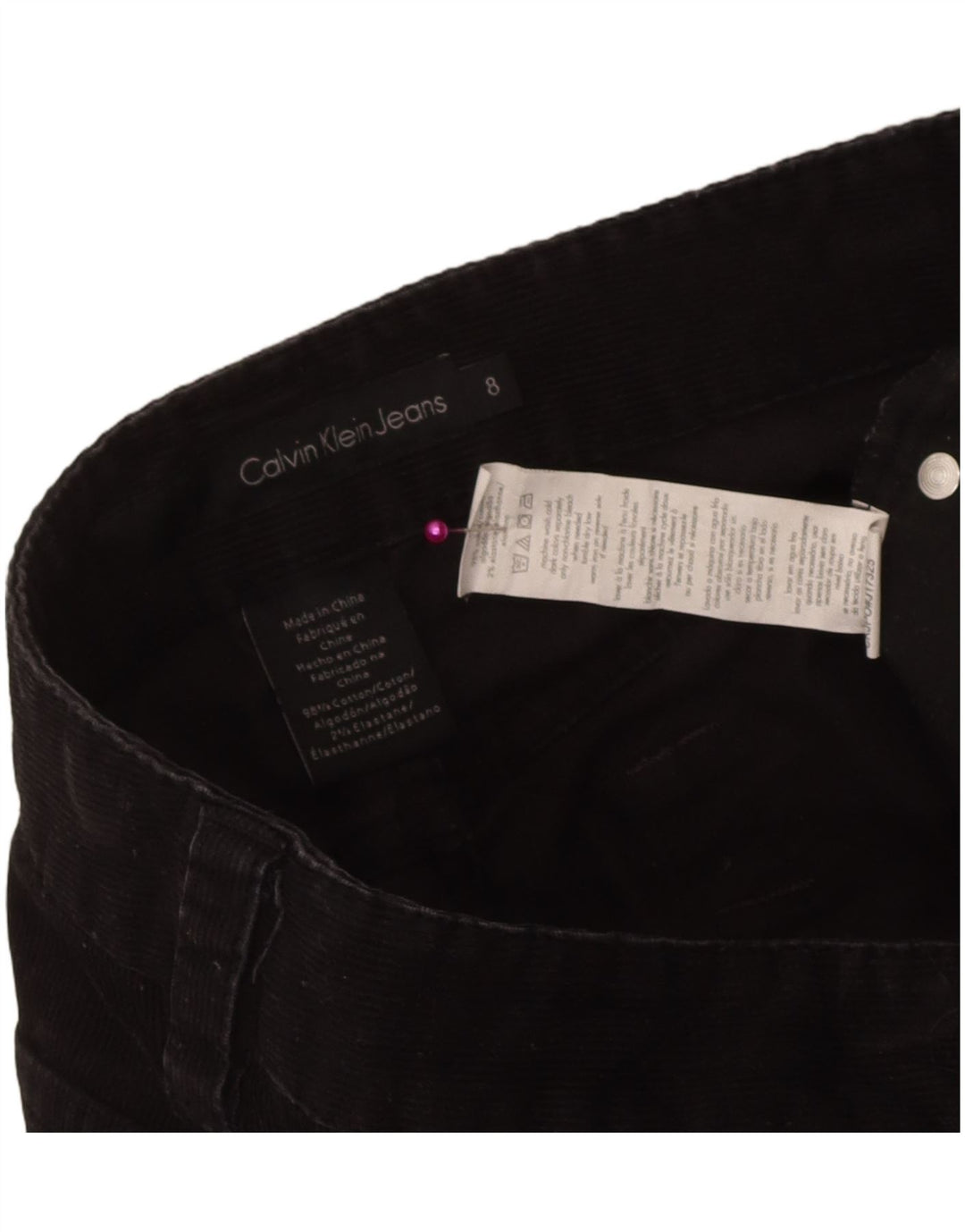 Pantaloni da donna in velluto a coste Bootcut Calvin Klein US 8 Medium W32 L31 Neri