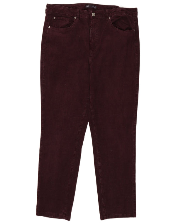 Pantaloni slim in velluto a coste da donna Marks & Spencer UK 18 XL W36 L29 Borgogna