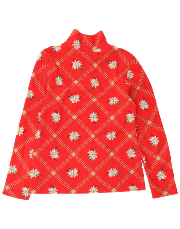 Maglione in pile da donna Conte of Florence con zip e collo UK 12 medio rosso floreale