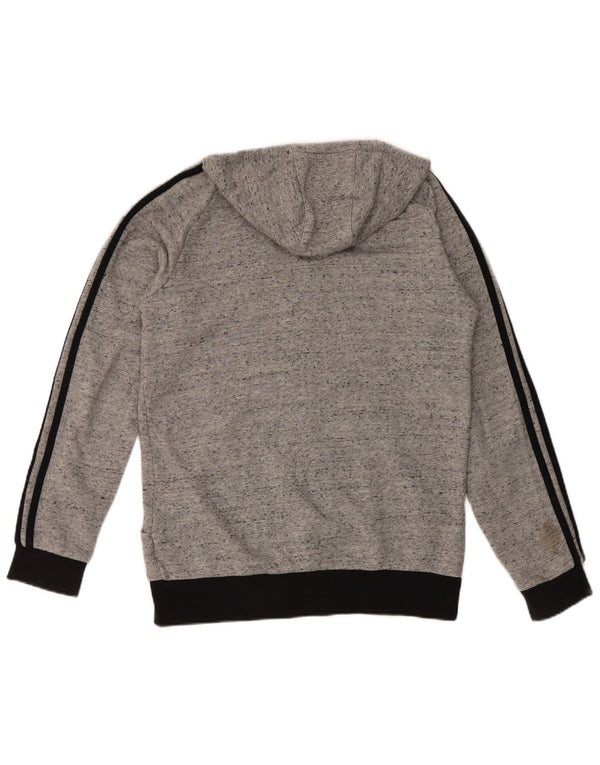 Felpa con cappuccio e zip Adidas da ragazzo 15-16 anni in cotone grigio puntinato