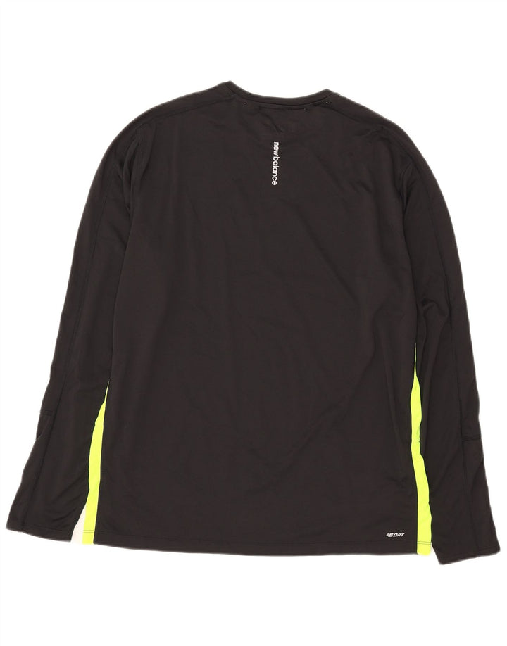 New Balance Maglia da uomo a maniche lunghe grande color block nero