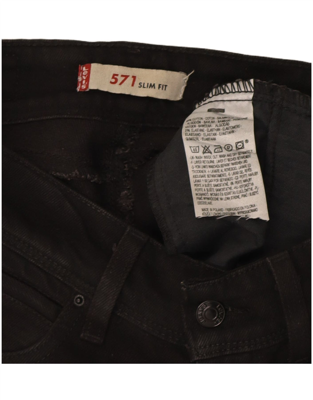 Jeans Levi's 571 Slim da donna W26 L30 cotone nero