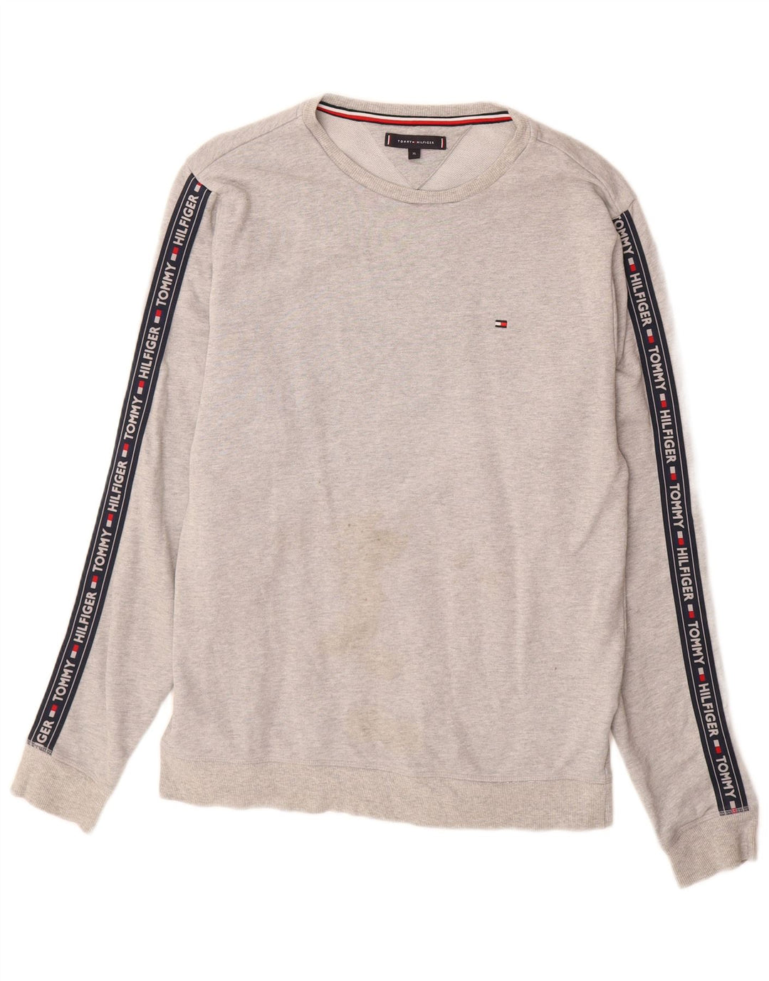 Tommy Hilfiger Uomo Felpa grafica Maglione XL Grigio Colourblock Cotone