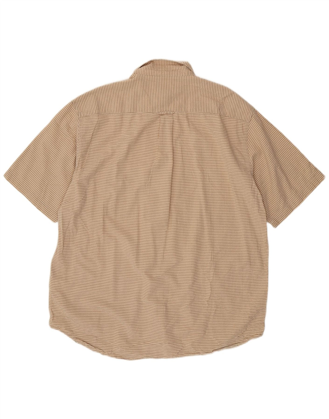 EDDIE BAUER Camicia a maniche corte alta da uomo XL Cotone a quadri beige