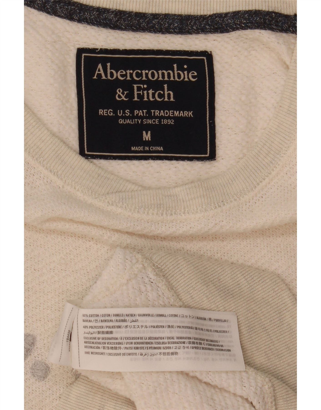 Felpa grafica da uomo Abercrombie & Fitch in cotone bianco sporco medio
