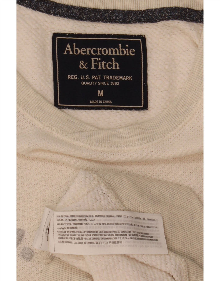 Felpa grafica da uomo Abercrombie & Fitch in cotone bianco sporco medio