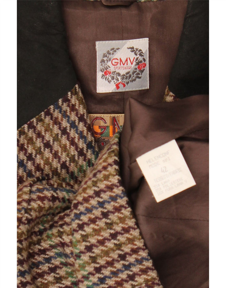 Giacca blazer corta da donna vintage IT 42 pied de poule medio multicolore