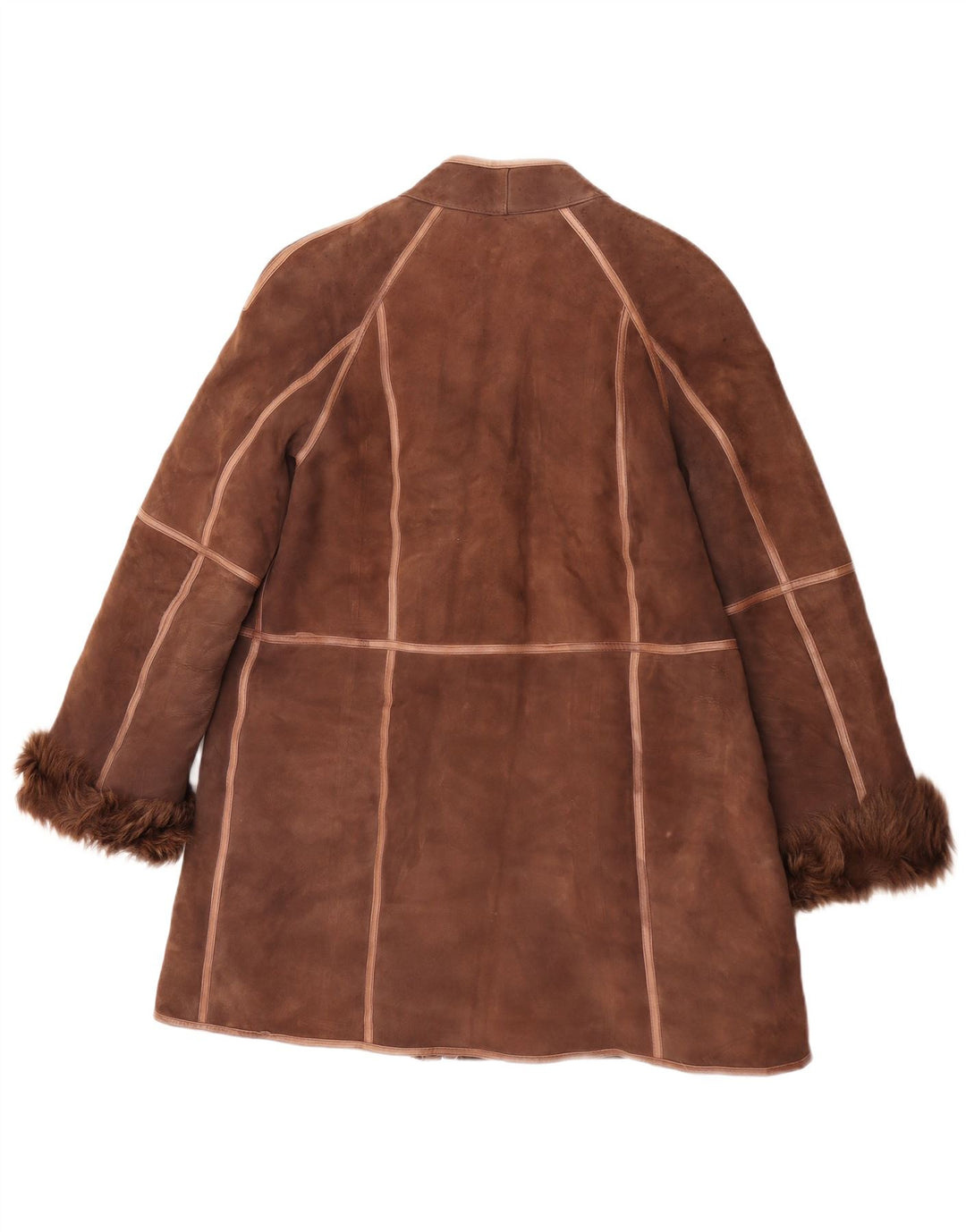 Cappotto in shearling vintage da donna UK 14 Marrone medio