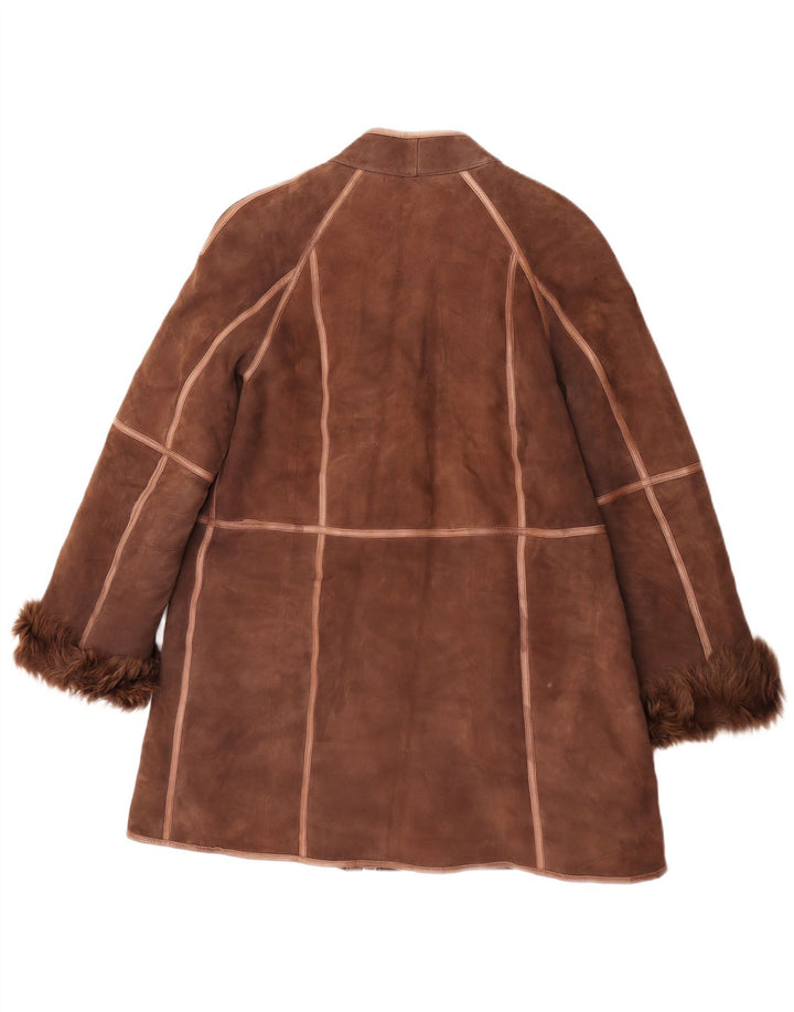 Cappotto in shearling vintage da donna UK 14 Marrone medio