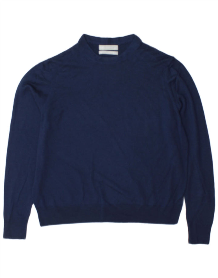 Maglione maglione girocollo da donna Marks & Spencer UK 16 grande lana blu navy