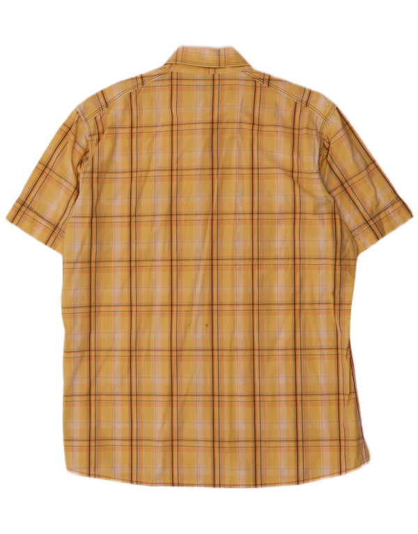 Angelo Litrico Camicia Uomo Manica Corta Taglia 43/44 XL Cotone a Quadri Giallo