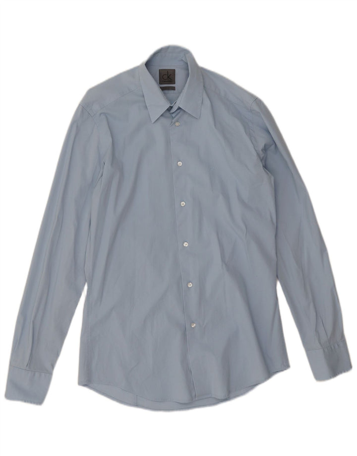 Camicia slim fit da uomo Calvin Klein in cotone blu medio
