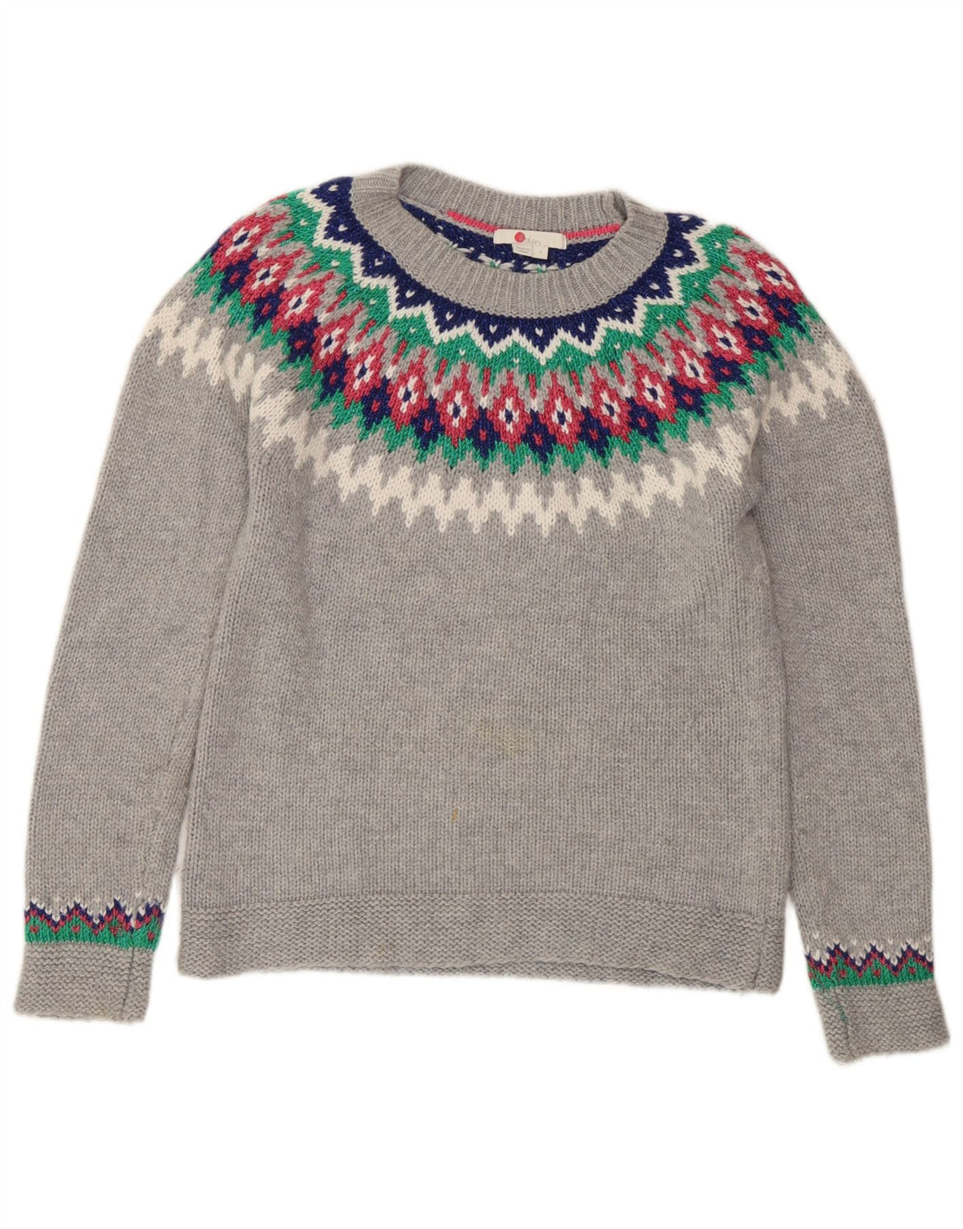Maglione maglione girocollo da donna Boden UK 10 Small Poliammide Fair Isle grigio