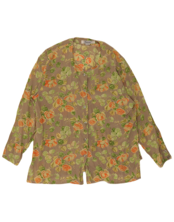 Camicia da donna Persona Camicetta taglia 19 piccola seta floreale beige