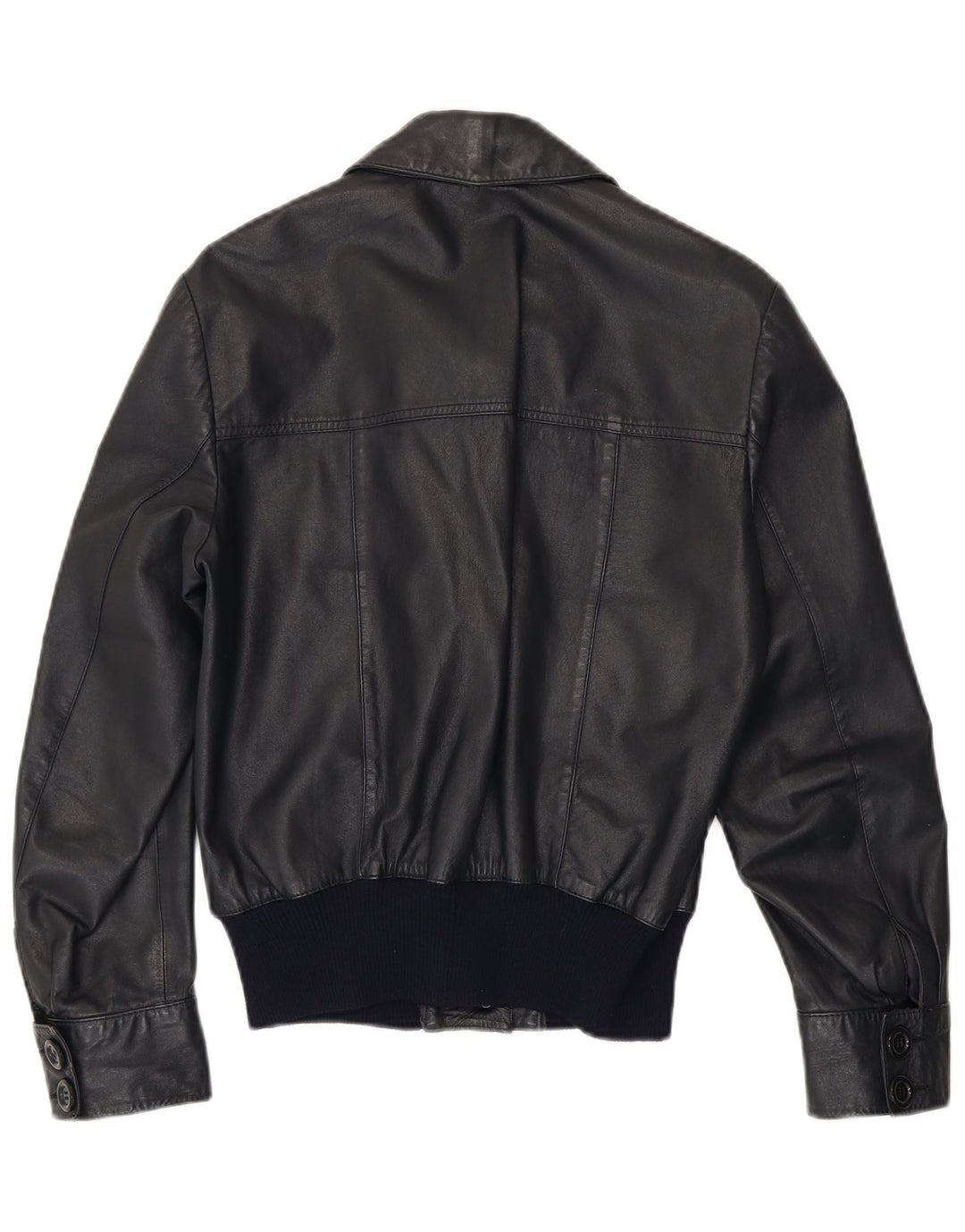 Giacca in pelle bomber da donna vintage UK 14 in pelle blu navy media