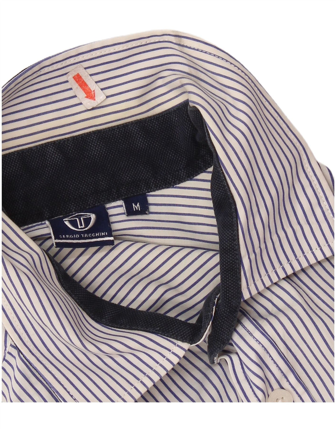 SERGIO TACCHINI Camicia Uomo Manica Corta Cotone Gessato Medio Blu Navy