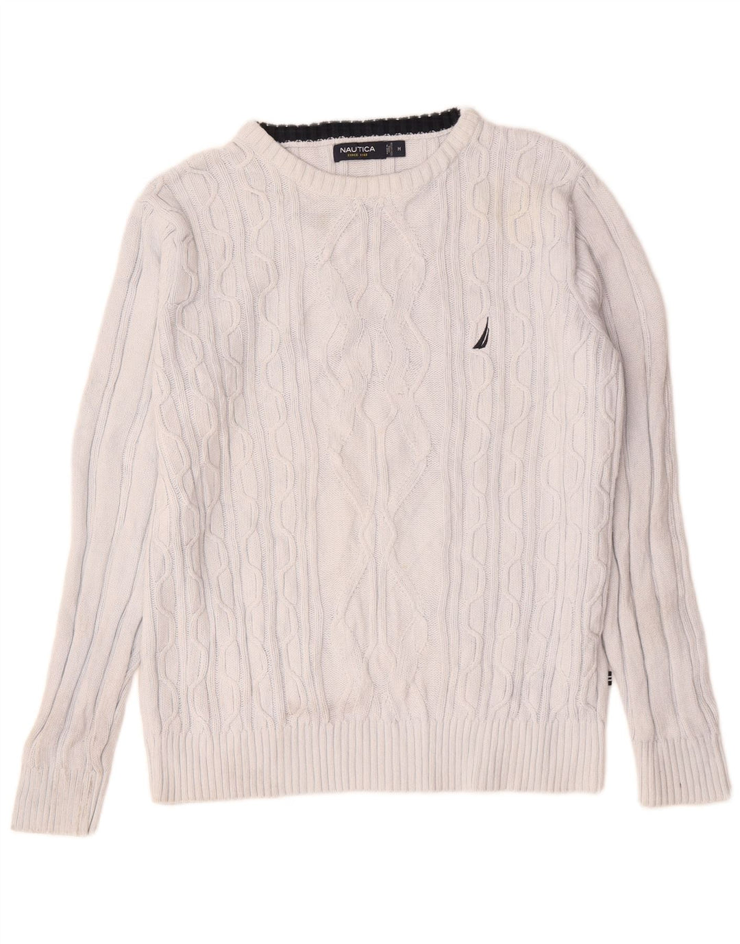 Maglione da uomo Nautica con scollo a barca in cotone bianco medio