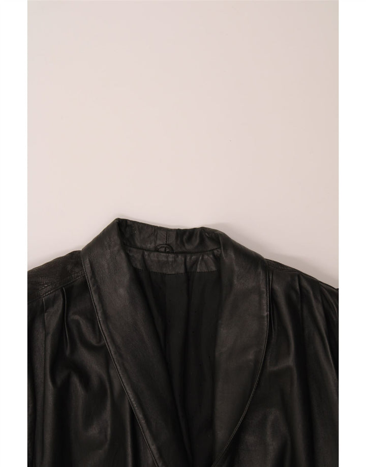 VINTAGE Womens Leather Coat UK 18 XL Black Vintage Vintage and Second-Hand Vintage from Messina Hembry 