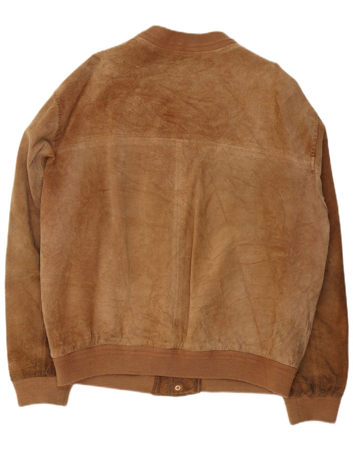 Bomber da uomo in pelle scamosciata Essebi IT 54 2XL Pelle marrone