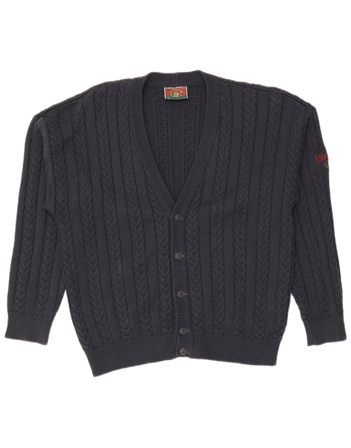 Maglione cardigan da uomo Navigare grande in lana blu navy