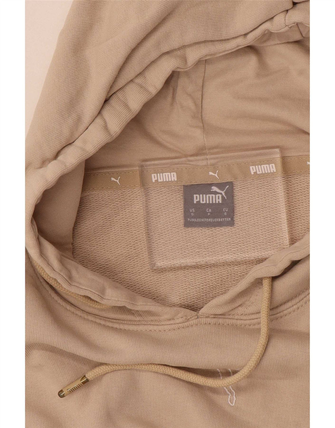 Felpa con cappuccio oversize corta da donna Puma UK 10 piccola Beige